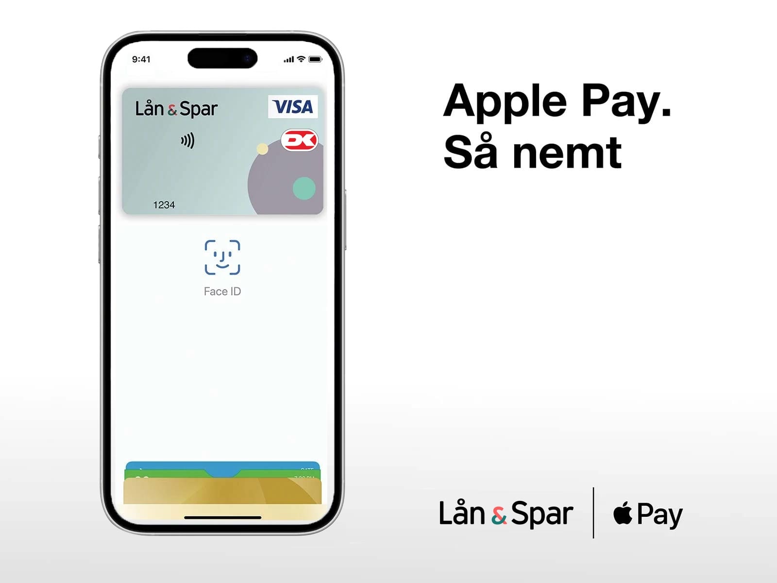 Apple Pay på iphone med billede af Visa/Dankort